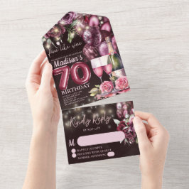 Invitación Todo En Uno Fine Like Wine Luxury 70th Birthday Rsvp