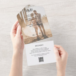Invitación Todo En Uno Fiona Foto Monograma Negrita Boda Moderna
