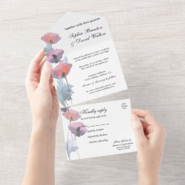 Invitación Todo En Uno Flor de amapola morada