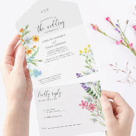 Invitación Todo En Uno Flor de Bonito de flores silvestres