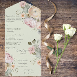 Invitación Todo En Uno Flor de colores de primavera suave