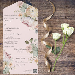 Invitación Todo En Uno Flor de colores de primavera suave