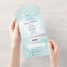 Invitación Todo En Uno Flor de magnolia etérea, Boda