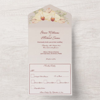 Invitación Todo En Uno Flor de orquídeas delgadas