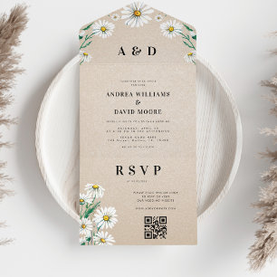 Invitación Todo En Uno Flor silvestre acuarela en un solo Boda