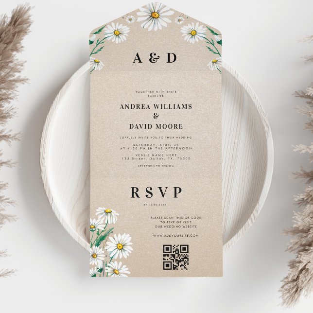 Invitación Todo En Uno Flor silvestre acuarela en un solo Boda (Subido por el creador)