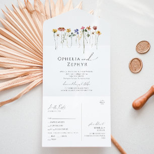Invitación Todo En Uno Flor silvestre colorida   Sello Casual Y Envío