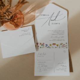 Invitación Todo En Uno Flor silvestre colorida | Sello y envío sencillos