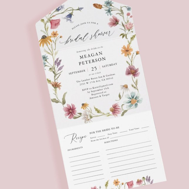 Invitación Todo En Uno Flor silvestre de jardín ducha de novia (Subido por el creador)