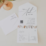 Invitación Todo En Uno Flor silvestre de otoño | Sello y envío de código<br><div class="desc">Presentamos nuestra impresionante flor silvestre otoñal | sello casual de código QR y enviar todo en una sola invitación, que abarca un diseño simple y moderno que refleja la belleza de la naturaleza. Con flores de acuarela de otoño prensado y hojas de terracota, captura la esencia de los tonos naranjas...</div>