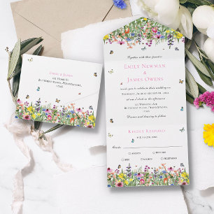 Invitación Todo En Uno Flor silvestre todo en una sola boda