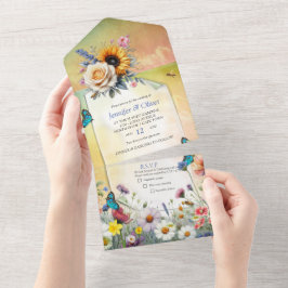 Invitación Todo En Uno Floraciones de primavera y verano florecientes