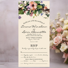 Invitación Todo En Uno Floral acuarela, todo en una boda.