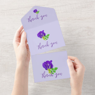 Invitación Todo En Uno Floral de morado