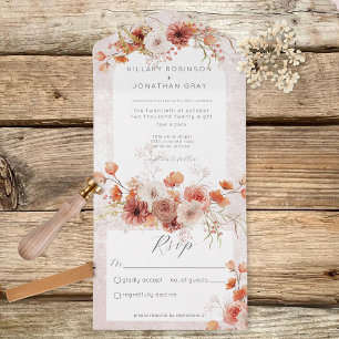 Invitación Todo En Uno Floral de óxido moderno sin cena