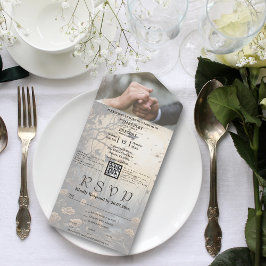 Invitación Todo En Uno Floral forestal gótica oscura QR Foto de código