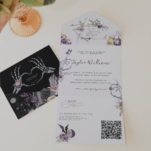 Invitación Todo En Uno Floral Gótico   Foto de Spooky Sixteen