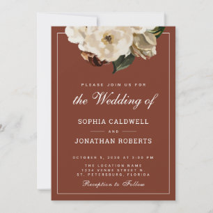 Invitación Todo en uno Floral Malhumorado Boda de Terracota