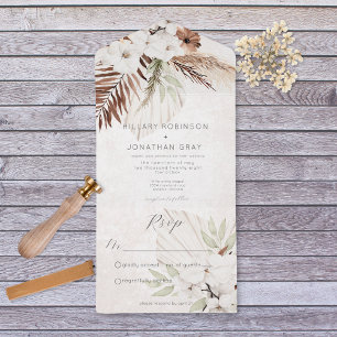 Invitación Todo En Uno Floral Neutral moderna de Boho sin cena