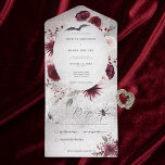 Invitación Todo En Uno Floral rústica gótica negra y borgoñona sin cena<br><div class="desc">DISPONIBLE CON O SIN CÓDIGO QR O CON O SIN OPCIONES DE SELECCIÓN DE CENAS. Presentamos nuestra encantadora y única invitación de bodas con temática de Halloween, perfecta para parejas que se atreven a aceptar lo extraordinario! En un marco gris agrio y angustiado, esta invitación combina la belleza etérea de...</div>