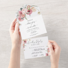 Invitación Todo En Uno Floral todo en una boda
