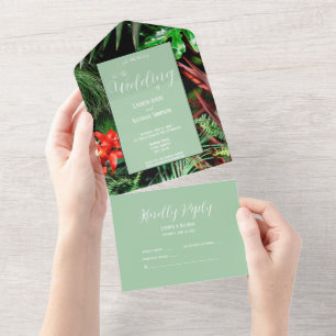 Invitación Todo En Uno Floral tropical, colores terráneos, moderna, Boda