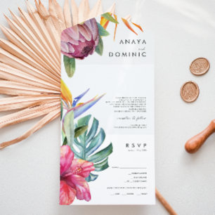 Invitación Todo En Uno Floral tropical colorida   Sellado De Fotografías