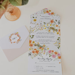 Invitación Todo En Uno Florales románticos de otoño de solsticio de veran