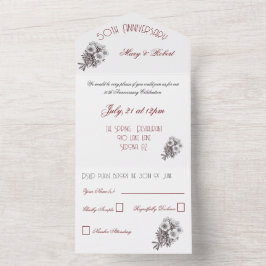 Invitación Todo En Uno Floreció 50 aniversario - 