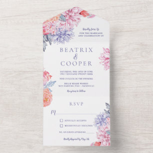 Invitación Todo En Uno Flores acuáticas Boda floral de jardín