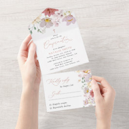 Invitación Todo En Uno Flores Coloridas, Flores Silvestres, Boho, Confirm