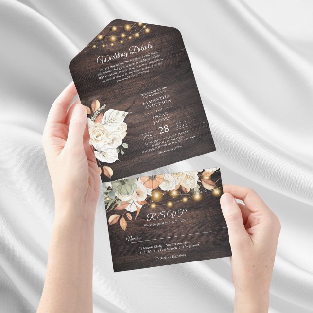 Invitación Todo En Uno Flores de época y calabaza otoño (Subido por el creador)