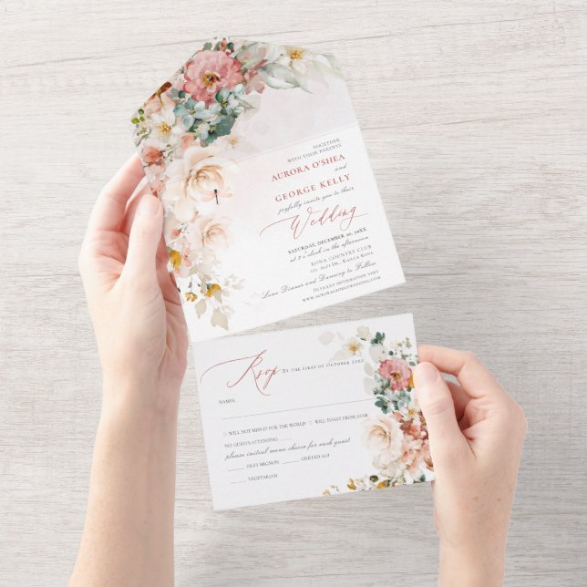 Invitación Todo En Uno Flores de jardín de la cascada de PixDezines (desgarro)