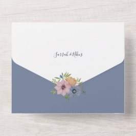 Invitación Todo En Uno Flores de jardín de primavera pintadas a mano con