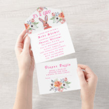 Flores de liebre de conejo lindo es un Baby Shower