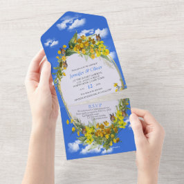 Invitación Todo En Uno Flores de mantequilla de primavera
