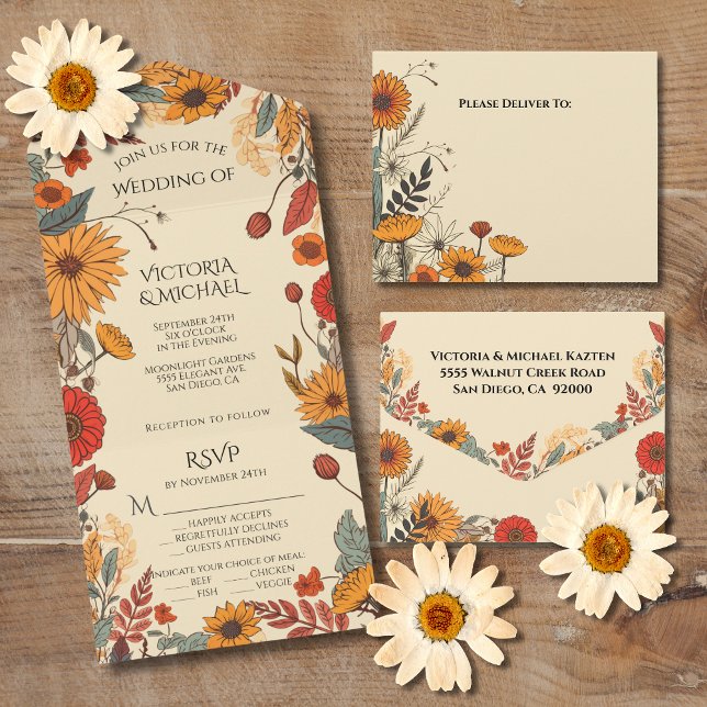 Invitación Todo En Uno Flores de otoño Boda de otoño (Subido por el creador)