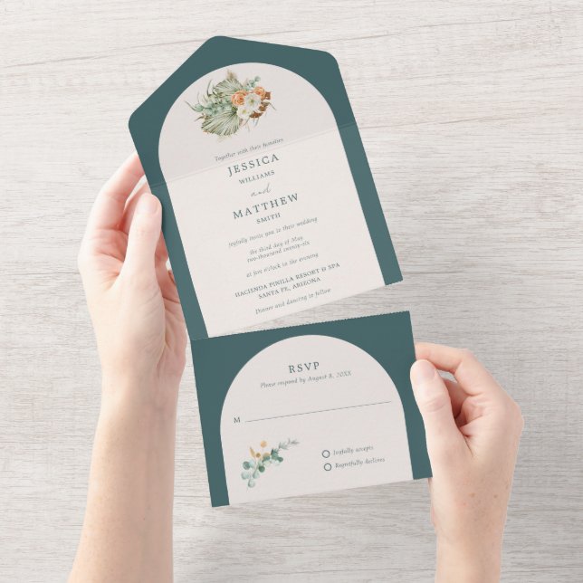 Invitación Todo En Uno Flores de Otoño Boda Rústica al Aire Libre (desgarro)