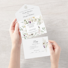 Invitación Todo En Uno Flores de Primavera Verano Flores Silvestres Hojas