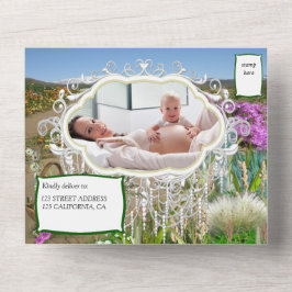 Invitación Todo En Uno Flores de primavera y juergas todo en un Baby Show