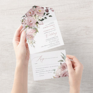 Invitación Todo En Uno Flores de Rosa oxidadas de PixDezines H2