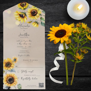 Invitación Todo En Uno Flores de sol en la cuerda con efectos de luz Códi