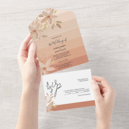 Invitación Todo En Uno Flores Elegantes de Acuarela con Degradado de Terr