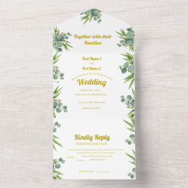 Invitación Todo En Uno Flores rosas y blancas