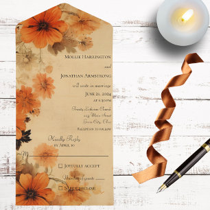 Invitación Todo En Uno Flores rusticas de otoño