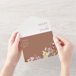 Invitación Todo En Uno Flores Silvestres De Acuarela Sello De Fotos Y Env