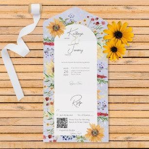 Invitación Todo En Uno Flores silvestres de verano rusas girasoles Peri c