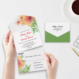 Invitación Todo En Uno Flores Silvestres Románticas Bodas Florales Rústic