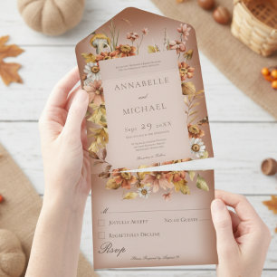 Invitación Todo En Uno Flores silvestres Rústicas del núcleo de la cabaña