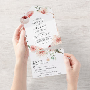 Invitación Todo En Uno Flores y eucalipto deja Boda